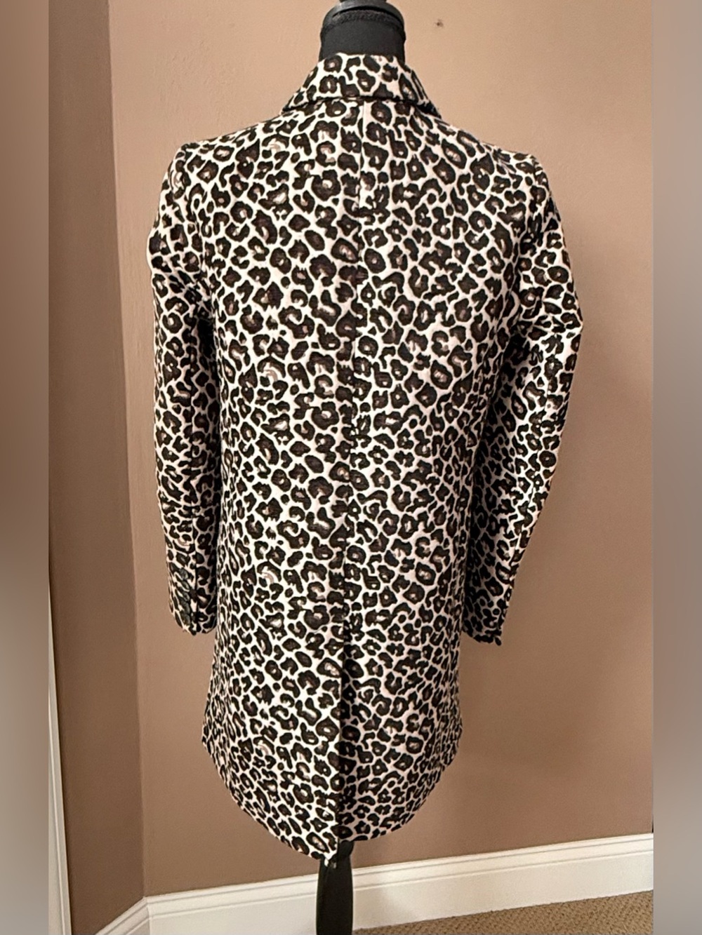 Anthropologie Gianna Leopard-Print Trench Coat - Black, Cream and Brown Size 10 - Picture 6 of 8
